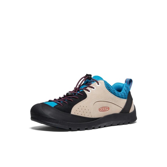 Keen women’s lace up jasper rocks sneaker in fjord blue, safari, & red - Picture 12 of 16